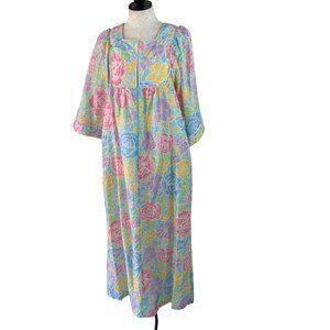 Stella Fagin Vintage Womens Robe Size Medium Multicolor Floral Pockets